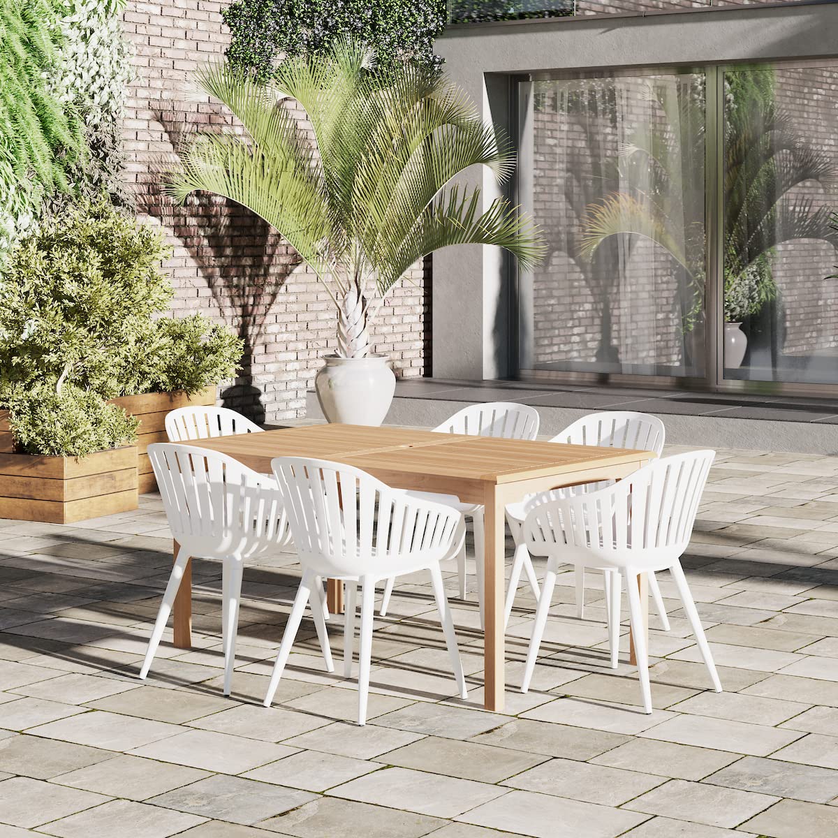 Premium Amazonia Maliana Solid Teak Outdoor Dining Table - Weather-Resistant & Durable 1-Piece Patio Set for Garden, Backyard, Poolside & Indoor Use