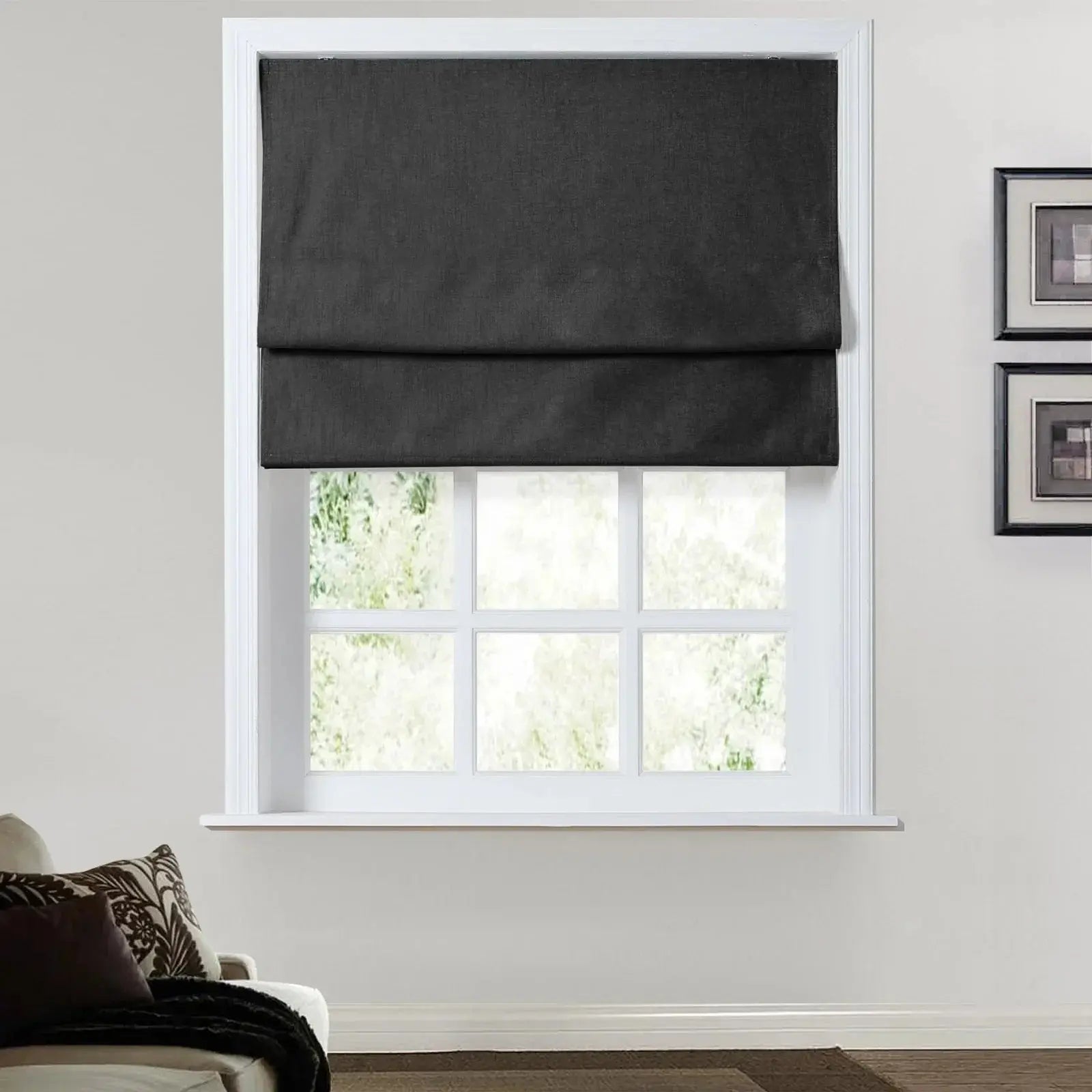 Birkin Velvet Roman Shades for Windows - Blackout Curtains for Bedroom & Living Room - Elegant Home Decor & Light Control