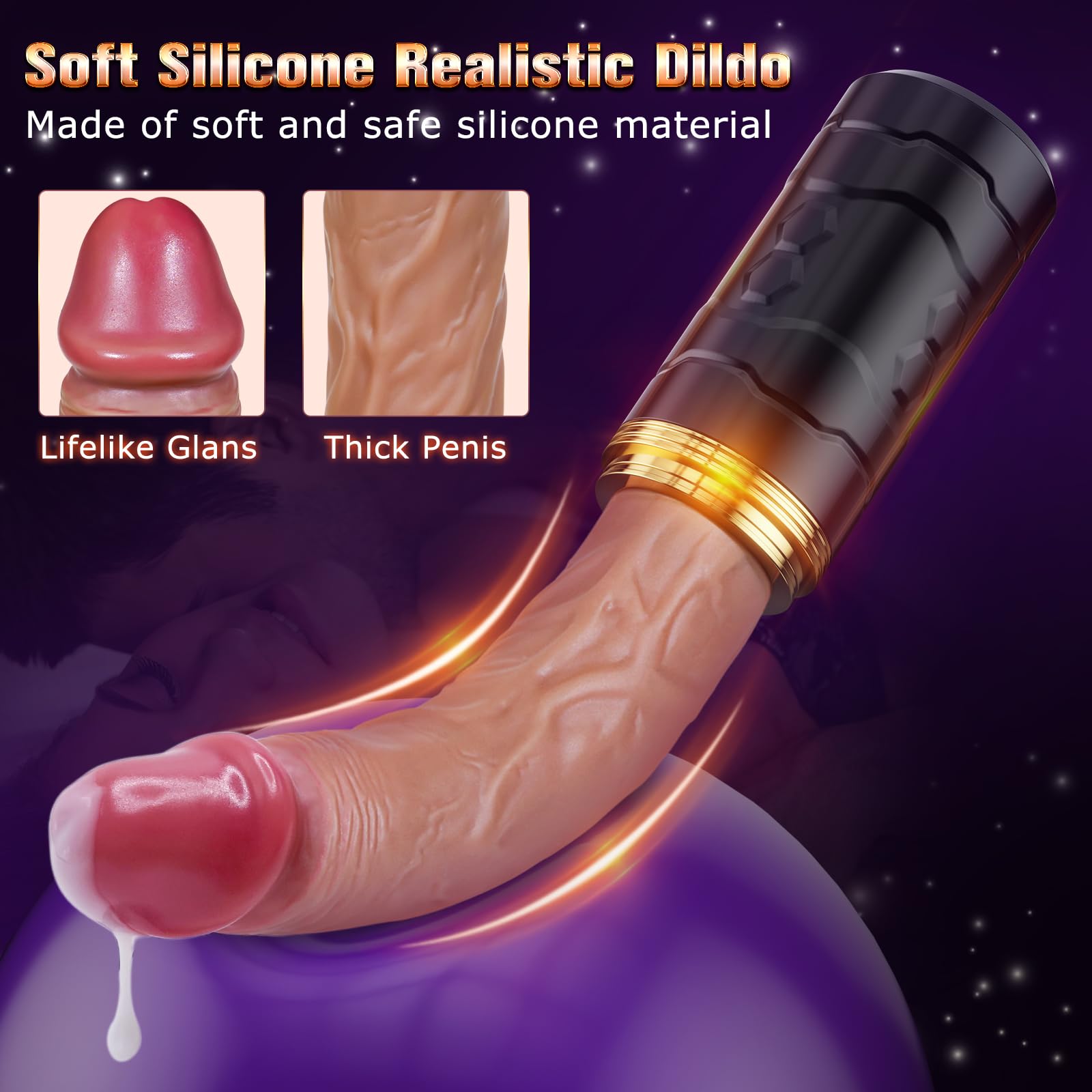 Premium Thrusting Dildo Machine with Remote Control - 7 Powerful Vibration & Thrusting Modes, Suction Cup Base for Hands-Free Pleasure - Realistic Adult Sex Toy for Women & Couples - Perfect for Bedroom Fun, BDSM Play and Solo Exploration