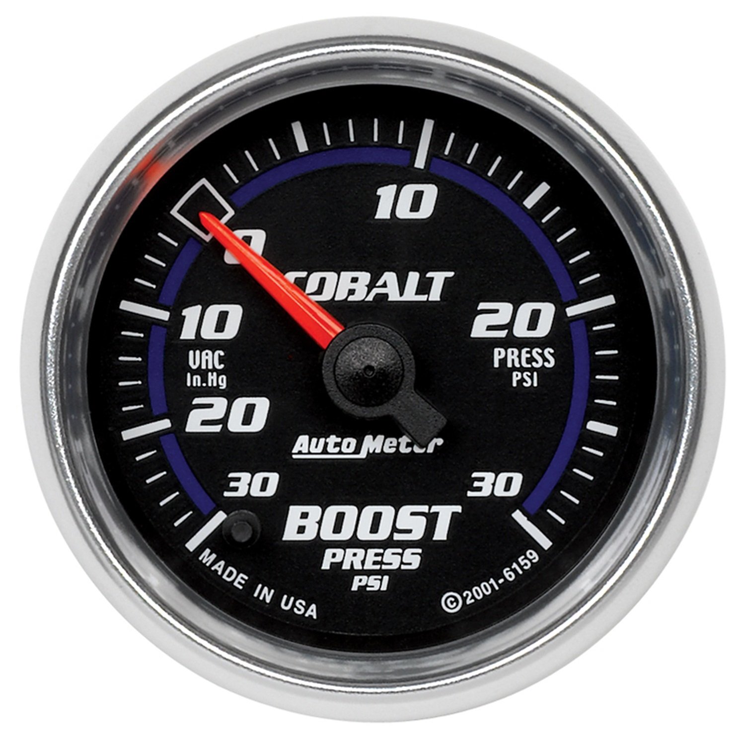 Auto Meter 6159 Cobalt Full Sweep Electric Boost Vacuum Gauge - High Performance Car Engine Monitoring for Racing & Custom Builds