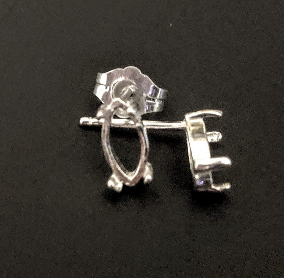 Sterling Silver or 14kt Gold Marquise Cabochon Earring Settings - 1 Set (2 Pieces) 5x2.5mm & 12x6mm Sizes - Perfect for Handmade Jewelry Making, DIY Earrings, and Gift Giving