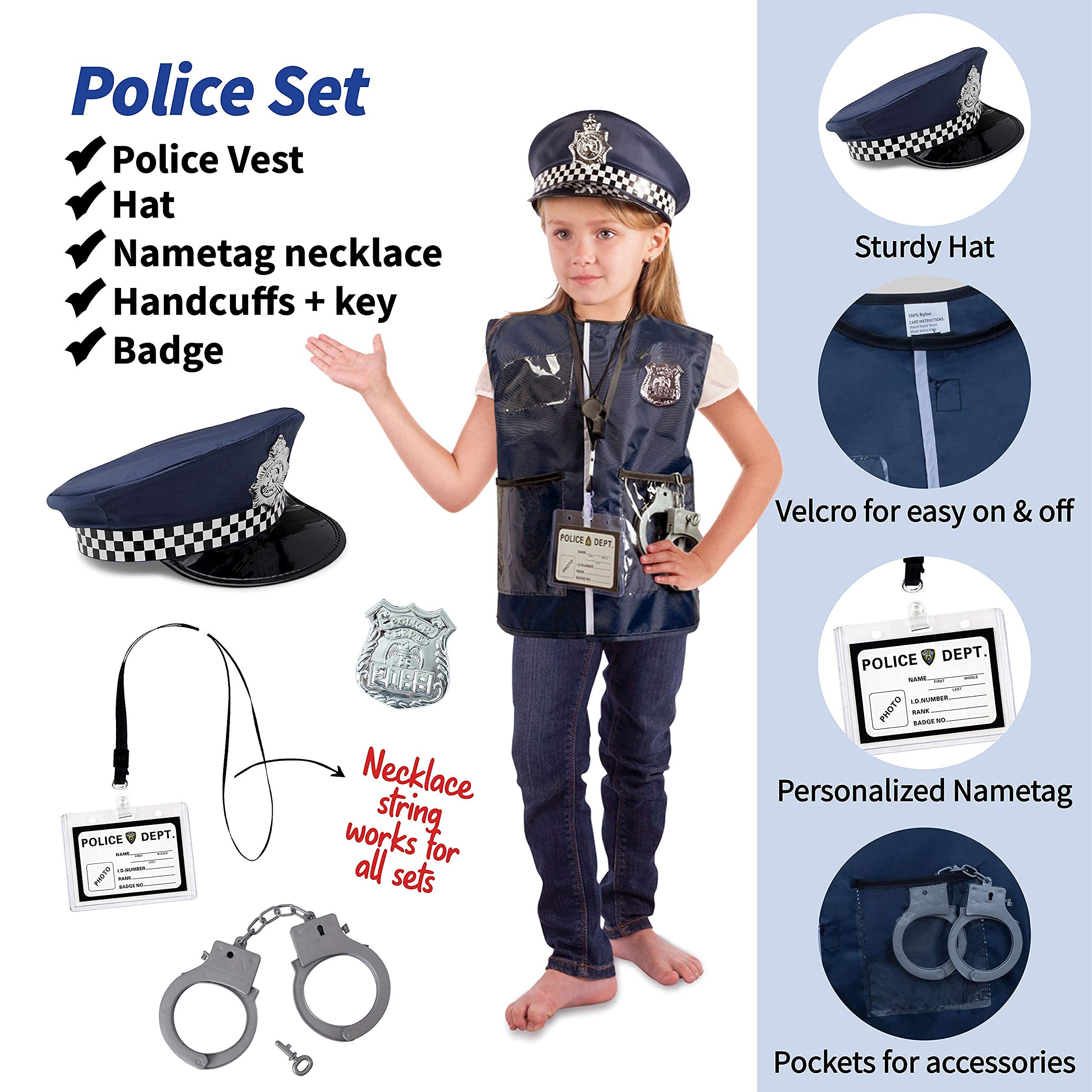 Born Toys Deluxe Premium Washable Hero & Dress Up Trunk Set - Fireman, Policeman, Doctor, Construction Worker, Gardener & Chef Costumes for Kids Ages 3-8 | Perfect for Role Play, Pretend Play & Halloween Costumes