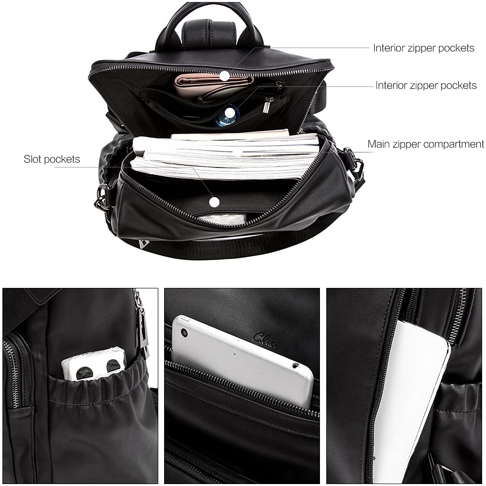 CLUCI Women's Leather Backpack Purse - Large Convertible Travel & Work Shoulder Bag with Tassel | Stylish Black Designer Handbag for Commuting, Business Trips & Daily Use