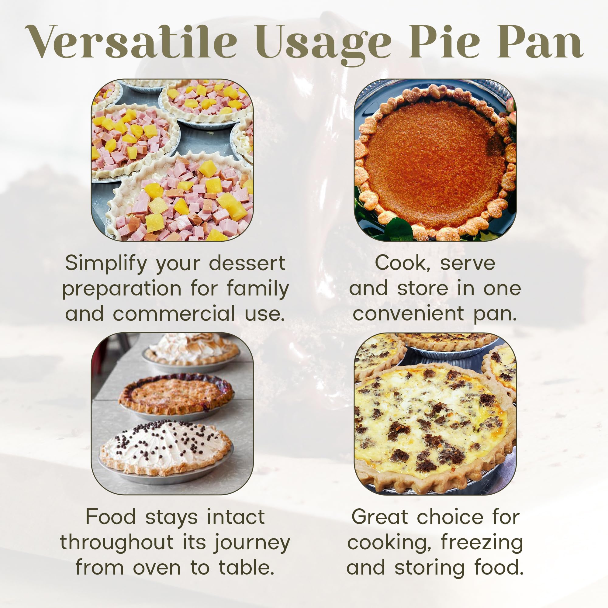 KitchenDance 11 Inch Deep Disposable Aluminum Foil Pie Pans - Heavy Duty Baking Pans for Pies, Quiches & Desserts | Perfect for Home Baking, Bakery Use & Party Serving | Eco-Friendly & Recyclable Aluminum Pie Tins (Pack of 11104)