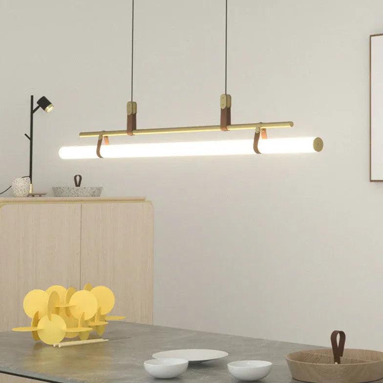 Modern Tubular Metal LED Pendant Light for Dining Room - Adjustable Hanging Fixture with Warm White Light, Perfect for Kitchen Island, Breakfast Nook & Restaurant Decor