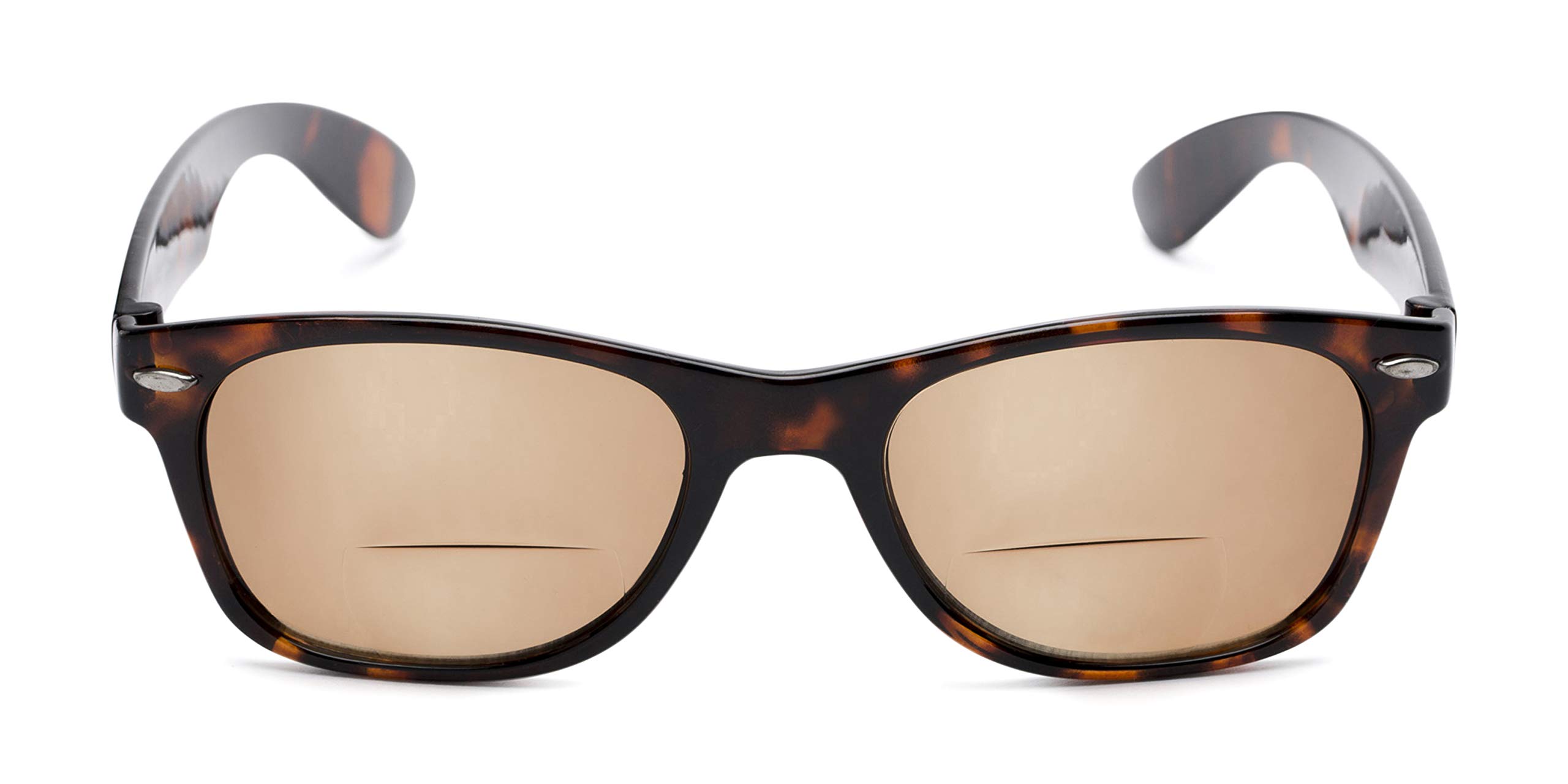 Joliet Bifocal Reading Sunglasses - Retro Square Plastic Frame for Men & Women | Tortoise & Amber Lens (1.25 Magnification) - Perfect for Outdoor Reading, Gardening, and Driving