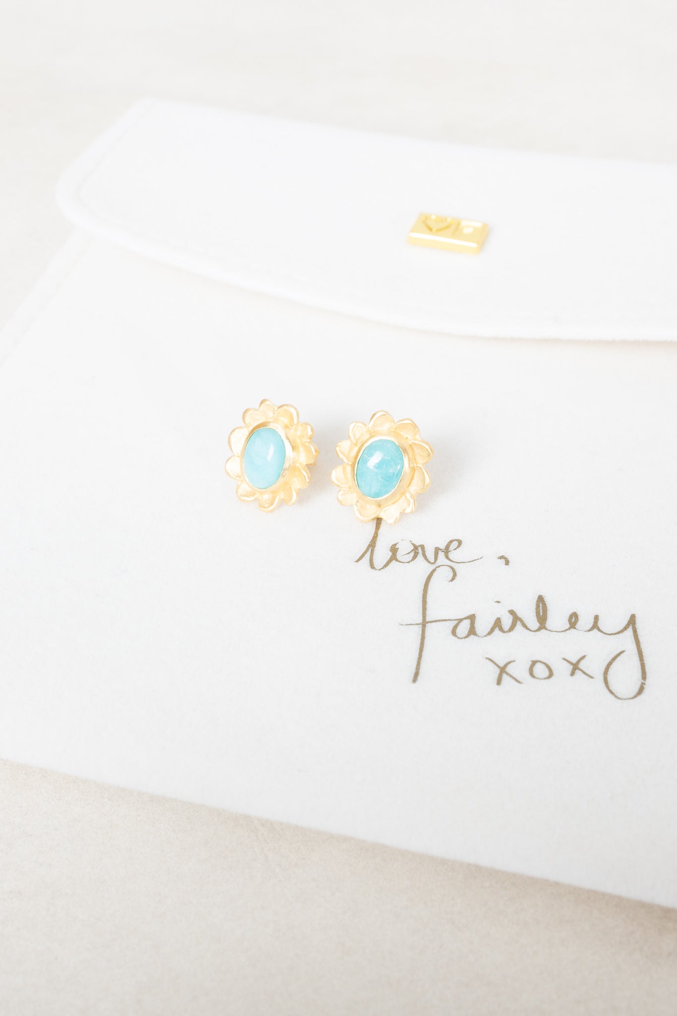 FAIRLEY St Tropez Bloom Stud Earrings - 14K Gold Plated Floral Stud Earrings for Women, Gift for Her | Perfect for Weddings, Parties & Everyday Wear