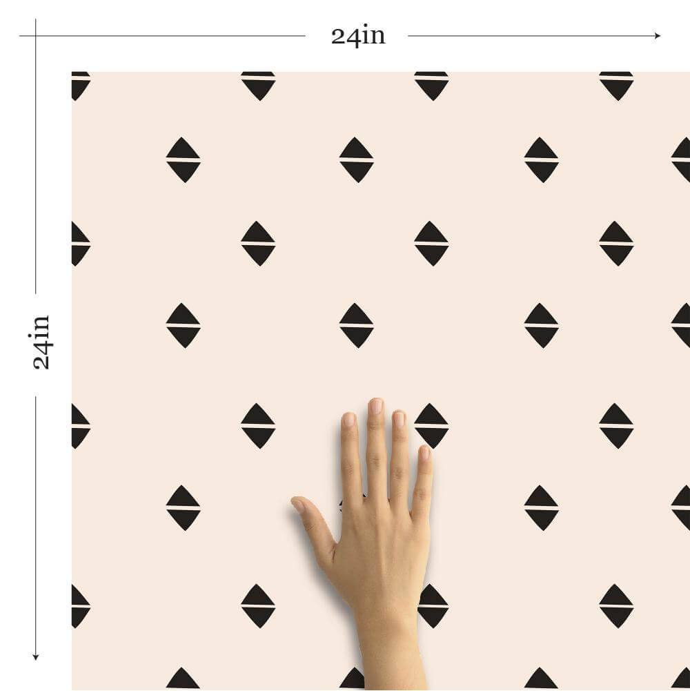 Tan and Black Geometric Peel and Stick Removable Wallpaper for Teens - Self-Adhesive Decorative Wall Covering for Bedrooms, Dorm Rooms & Home Decor