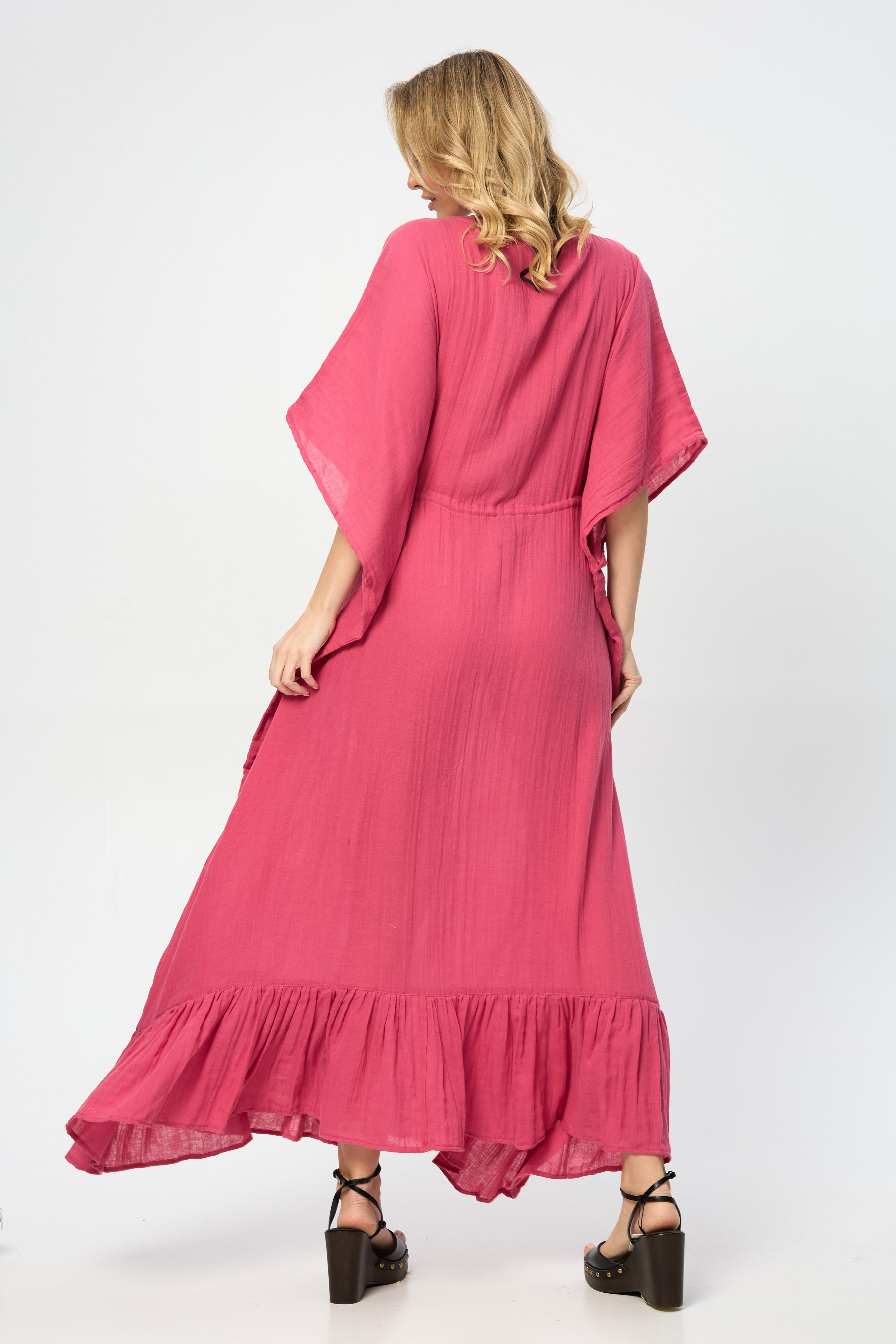 Crochet Rainbow Kaftan Maxi Dress - Boho Chic Beach Cover Up for Women - Perfect for Summer Vacations, Pool Parties & Music Festivals