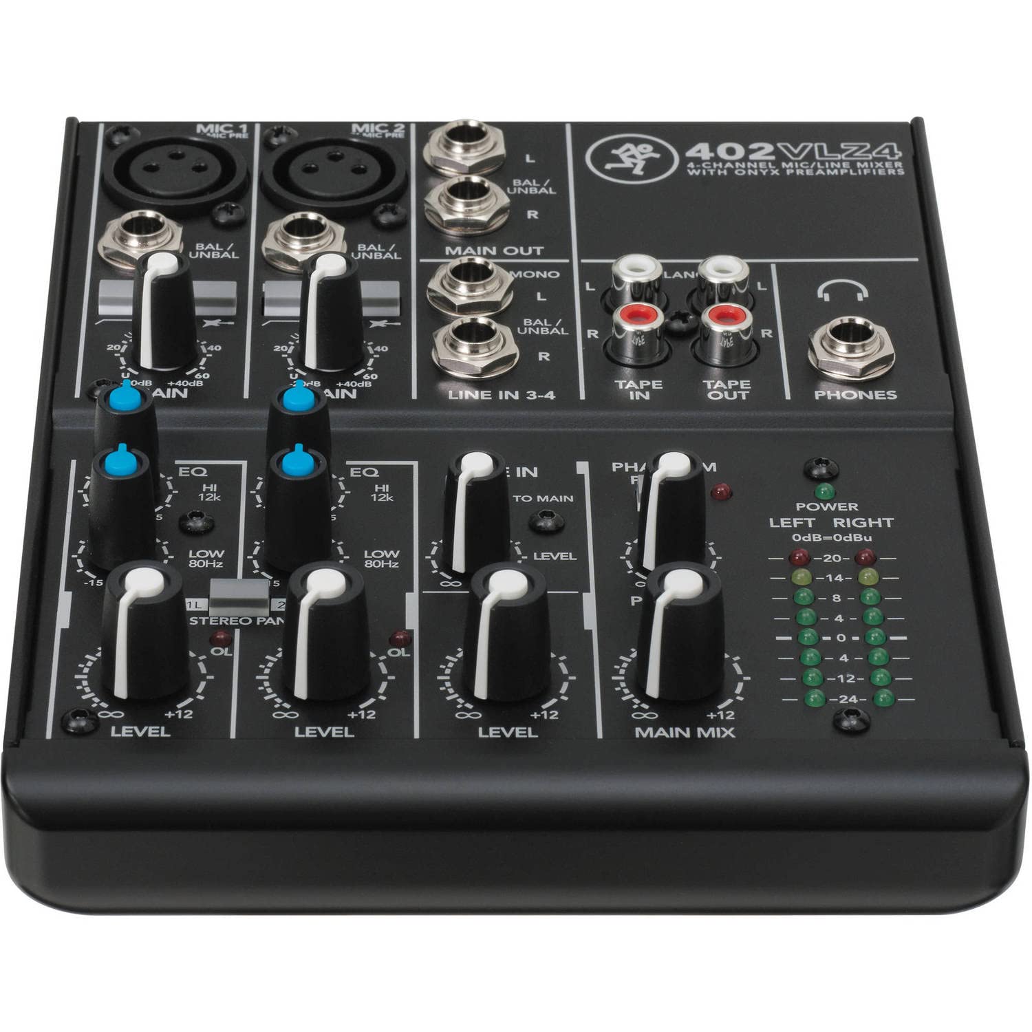 Mackie 402VLZ4 4-Channel Compact Audio Mixer with 2x Mophead TRS Cables, 2x XLR Cables, Adapter & Accessories – Perfect for Home Studio, Podcasting & Live Performances