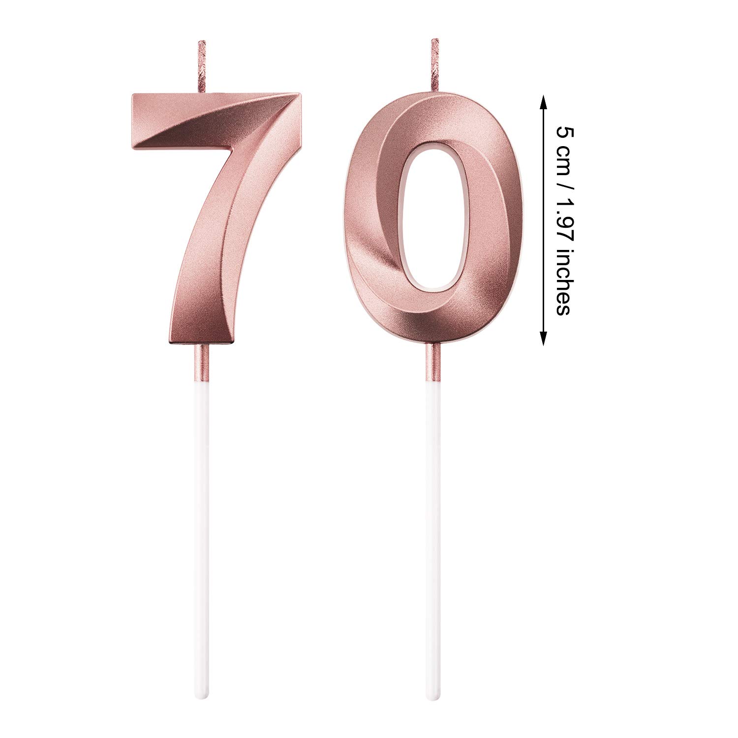 BBTO Rose Gold 70th Birthday Candles & Cake Topper for Parties
