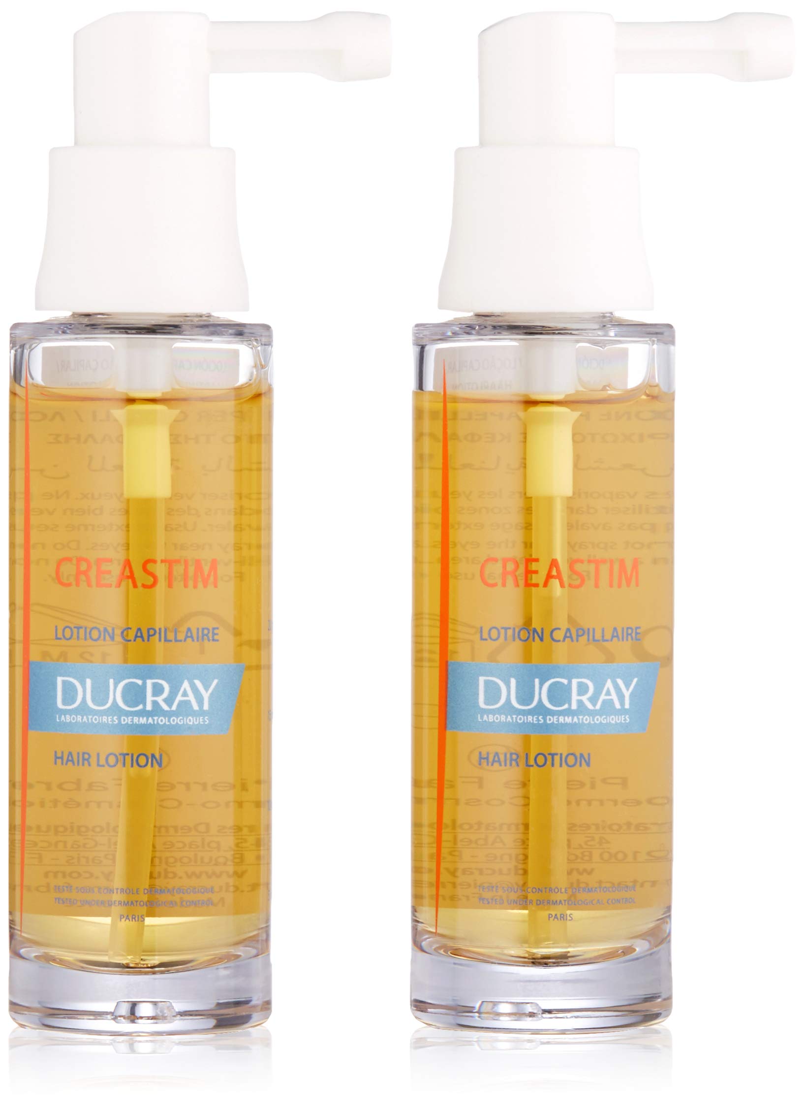 Ducray Creastim Hair Lotion Spray for Men & Women - Strengthening Treatment for Sudden & Reactional Thinning Hair - 2 x 1 oz Bottles - Promotes Hair Growth & Reduces Hair Loss for Healthier Looking Hair
