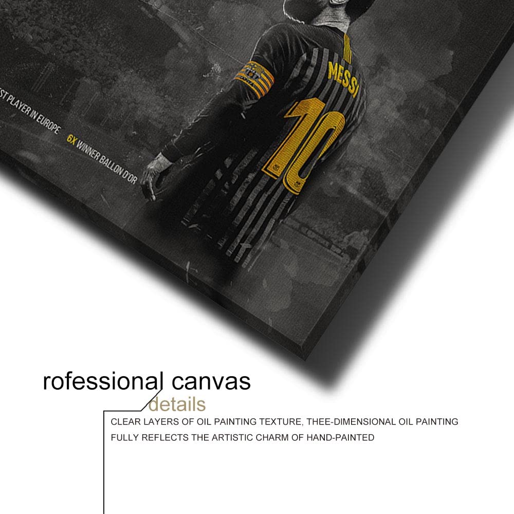 Lionel Messi Soccer Poster - Inspirational Football Quotes Canvas Wall Art for Bedroom, Office & Dorm Room Decor - Perfect Gift for Soccer Fans & Sports Lovers (Ideal for Game Room, Man Cave & Teen Boys' Room)