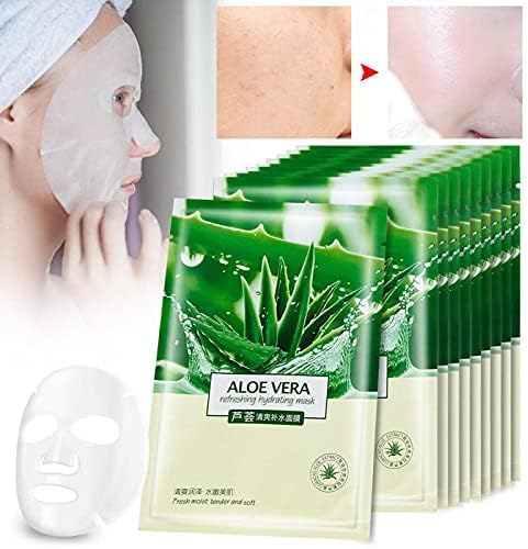 Aloe Vera Face Mask Sheet - Hydrating, Soothing & Moisturizing Facial Mask with Aloe Vera Extract for Dry & Sensitive Skin | Ultra-Thin Oil Control Sheet Mask | Perfect for Daily Skincare Routine, Spa Day & Travel | 1Pc