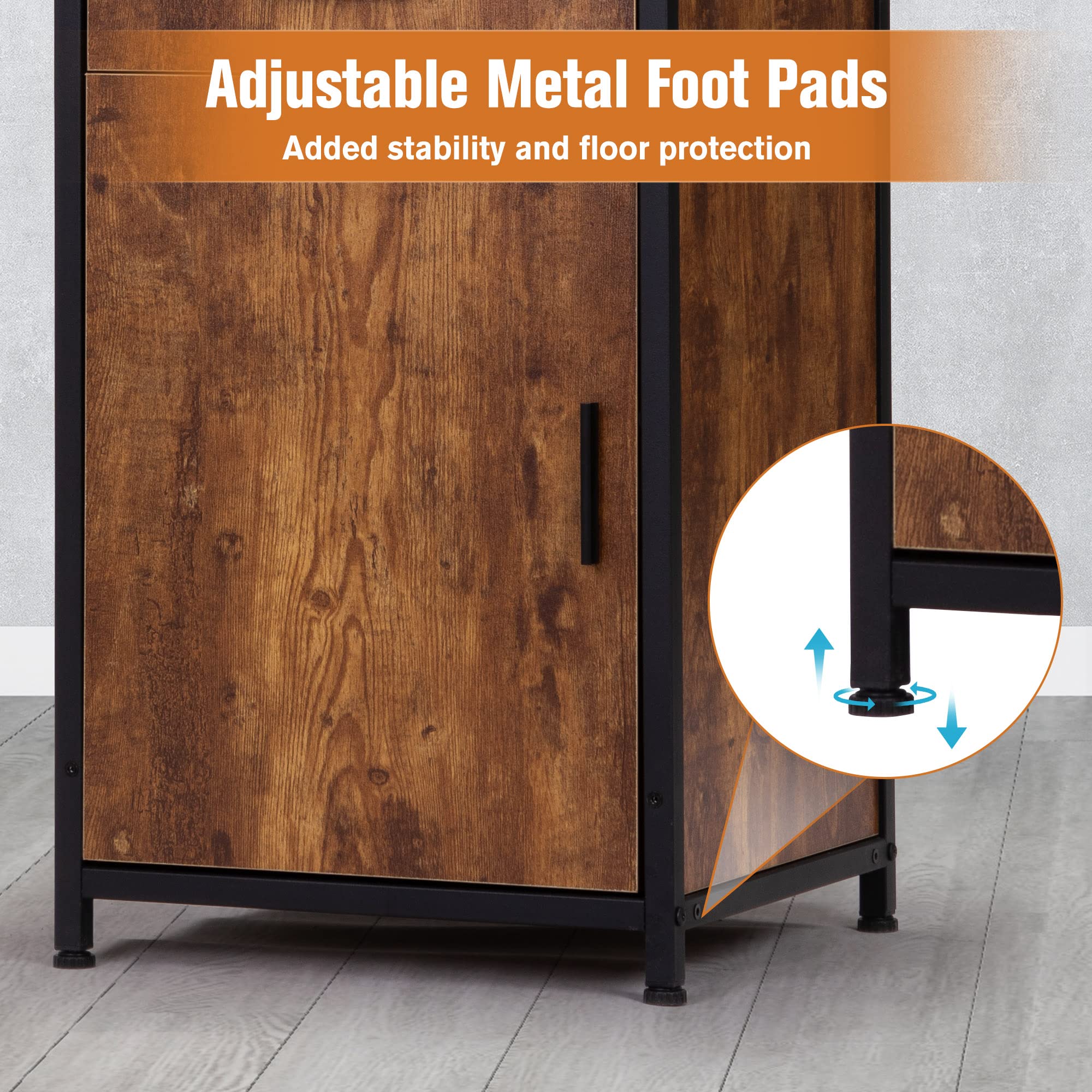 Professional Industrial Style Hair Salon Station - Heavy Duty Beauty Equipment for Stylists, Spas & Barbers - Rustic Brown Storage Cabinet with 3 Hair Dryer Holes & Lockable Drawers - Perfect for Salon Organization & Client Workstations