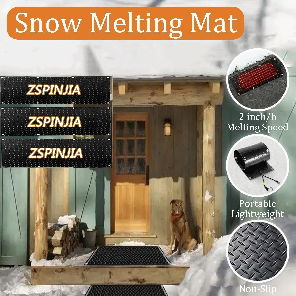 Heated Snow Melting Mat with Timer - 10'' Non-Slip Electric Foot Mat for Walkways | Winter Outdoor Snow Removal | Safe for Steps, Driveways & Patios