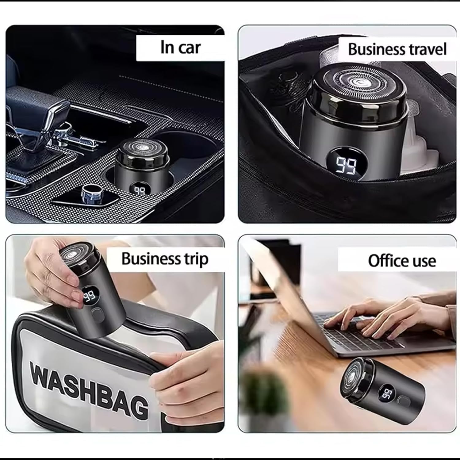 Timeatea Mini Portable Electric Shaver for Men - Waterproof Rotary Head Travel Razor with Fast Charging, Washable & Rechargeable - Perfect for Business Trips, Gym, Camping & Daily Grooming (Gray)
