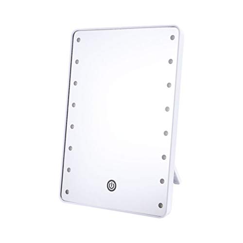 SOLUSTRE 16 LED Battery Operated Makeup Mirror with Touch Dimmer Switch - Portable Vanity Mirror for Bathroom, Bedroom & Tabletop (White) | Perfect for Makeup Application, Skincare Routine & Travel