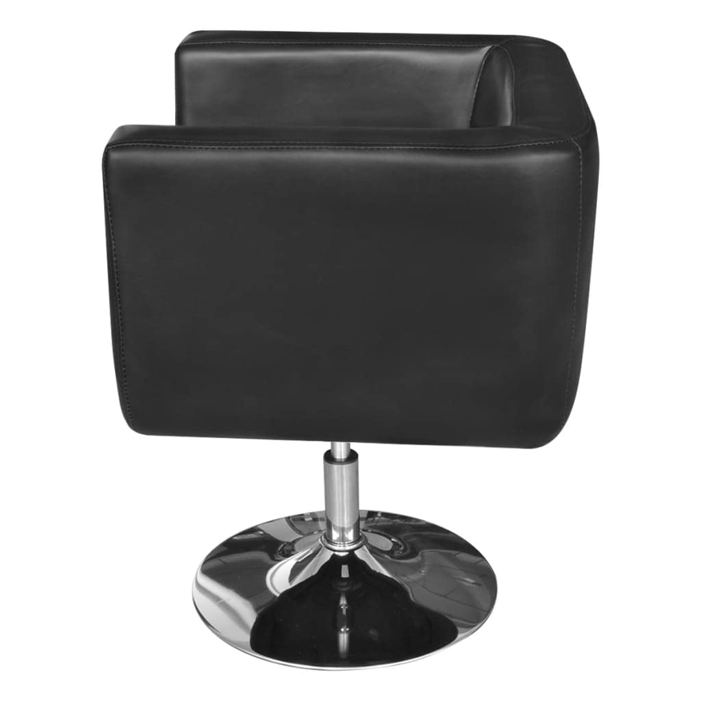 Premium Black Faux Leather Adjustable Armchair with Chrome Base - Modern Lounge Chair for Living Room, Home Office, Dorm & Reading Nook - Comfortable Seating for Relaxing & Working