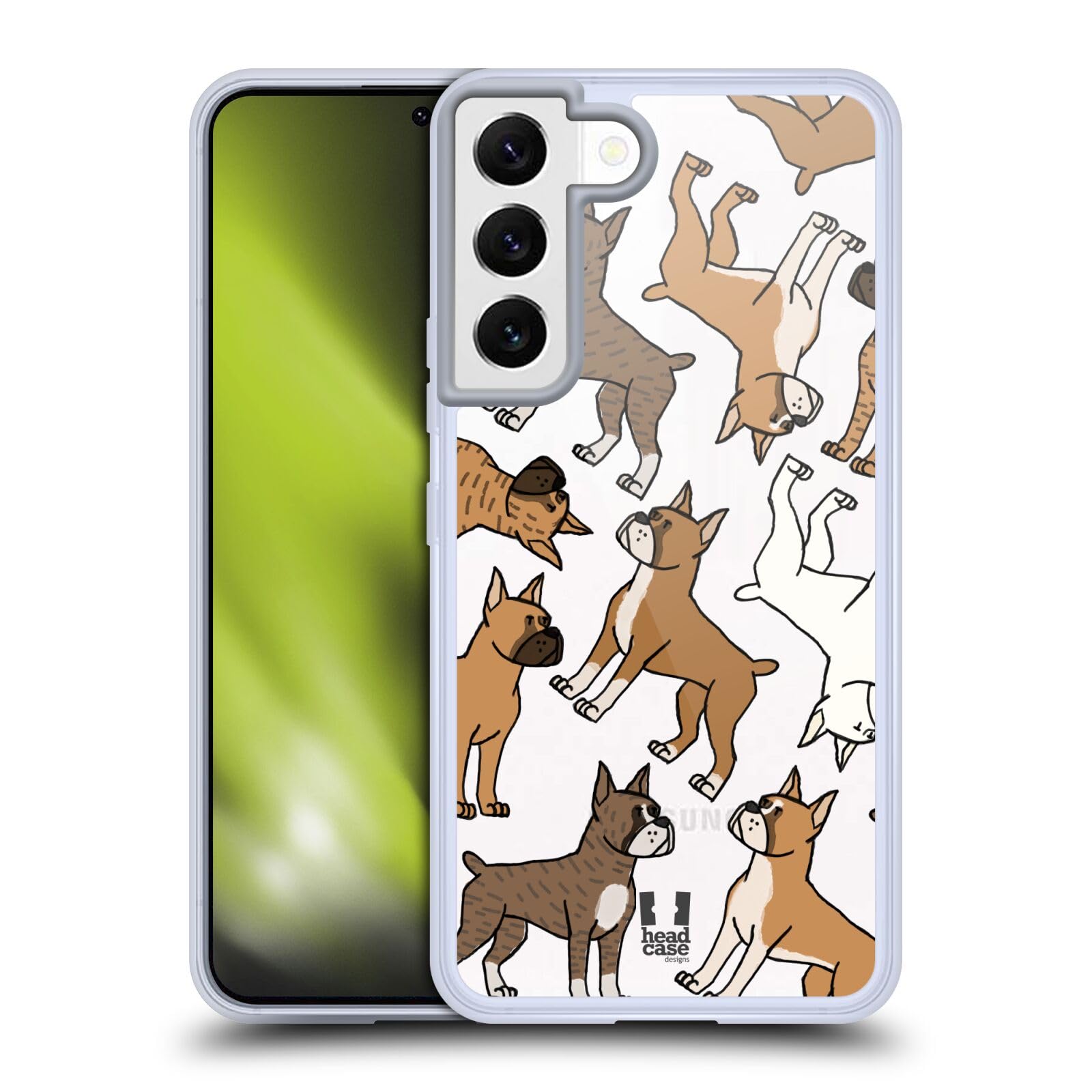 Head Case Designs Boxer Dog Breed Patterns Soft Gel Case for Samsung Galaxy S22 5G - Durable Protection with Stylish Pet Lover Design for Everyday Use