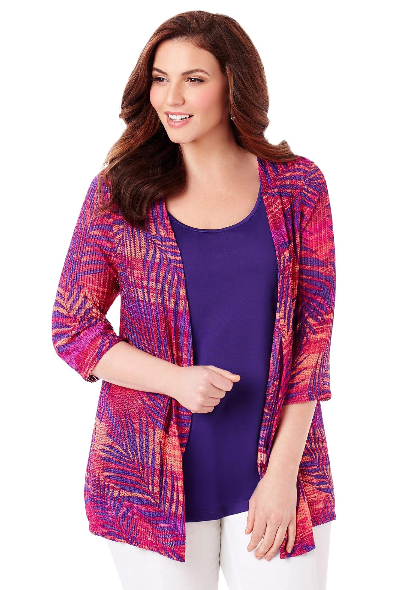 Catherine's Women's Plus Size Harmony Knit Herringbone Cardigan Sweater - Cozy & Stylish for Fall & Winter Outfits, Office Wear & Casual Layering