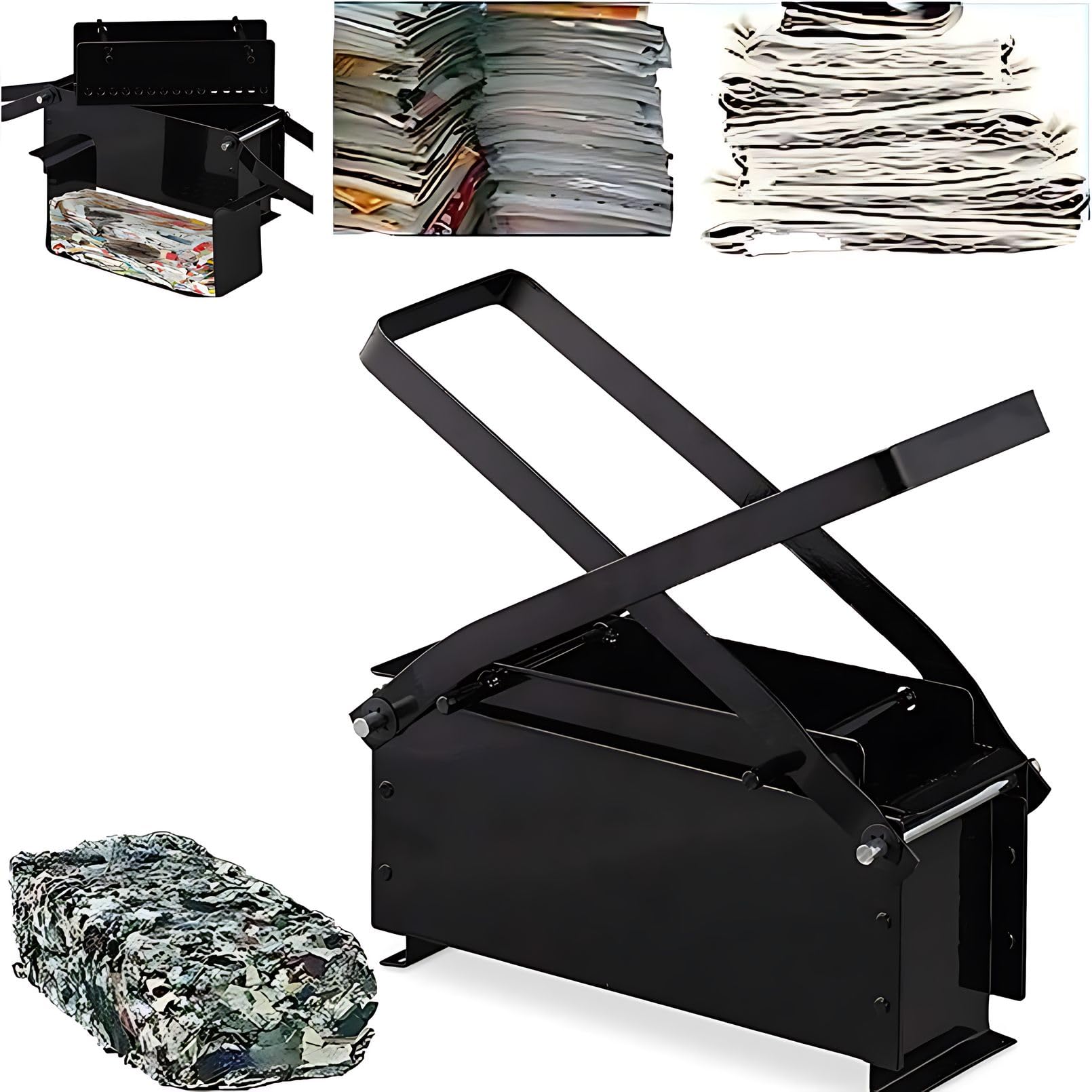 Eco-Friendly Newspaper Briquette Maker Machine - Paper Log Brick Press for Fireplace, Wood Stove & Camping - Recycle Waste Paper into Fuel Blocks (Black) | Perfect for Home Heating, Outdoor Survival & Emergency Preparedness
