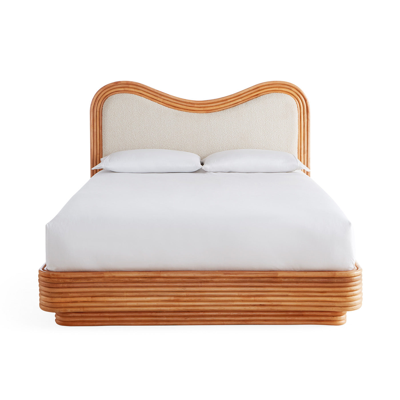Riviera Wave Bed - Modern Coastal Style Queen Size Platform Bed Frame with Wooden Slats - Perfect for Beach House, Guest Room or Master Bedroom
