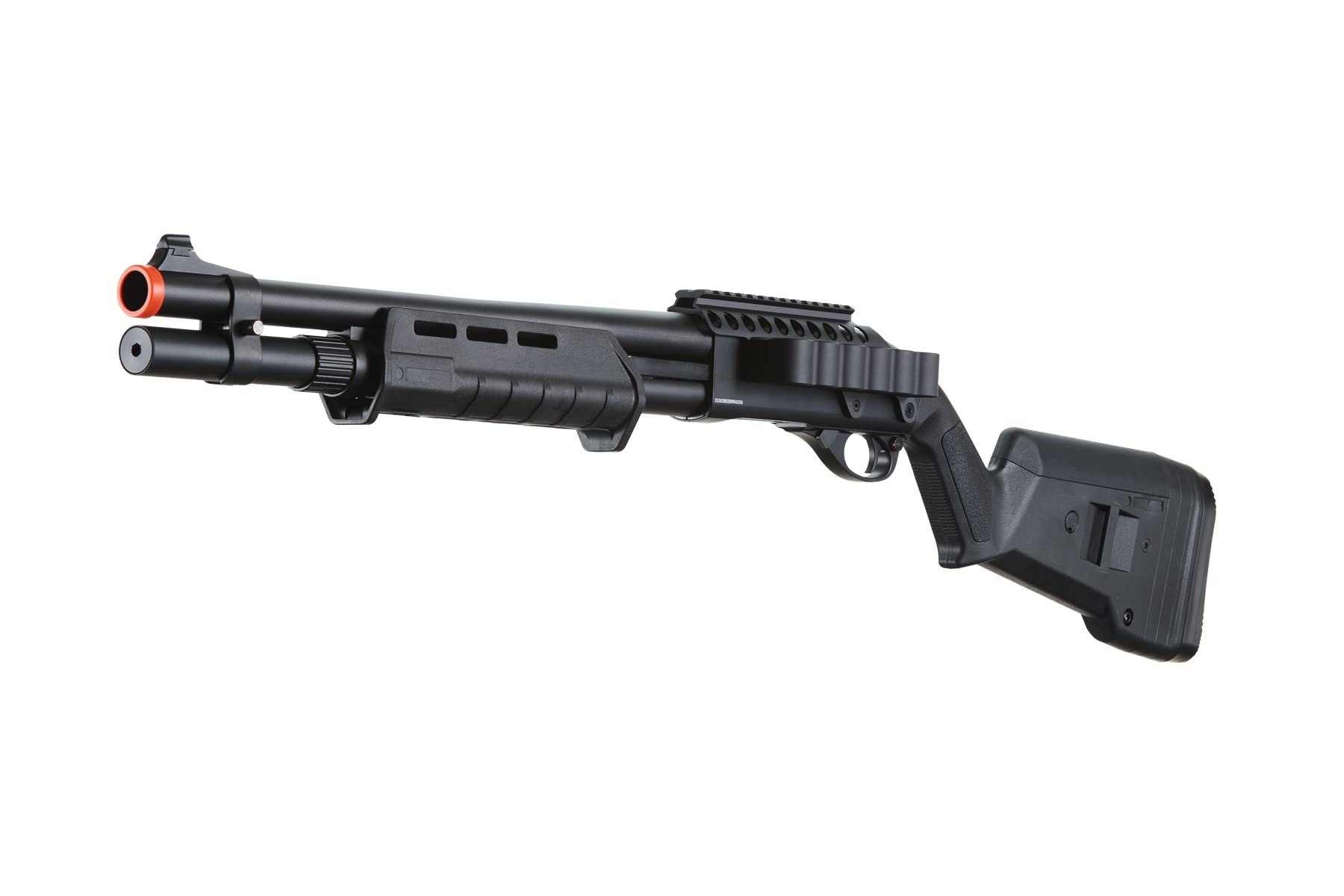 Golden Ball & Eagle M870 MP MLOCK Style 3/6-Shot Pump Action 350 FPS Gas Airsoft Shotgun - Black with Holder | Tactical Airsoft Game & Training | Outdoor Shooting & Target Practice