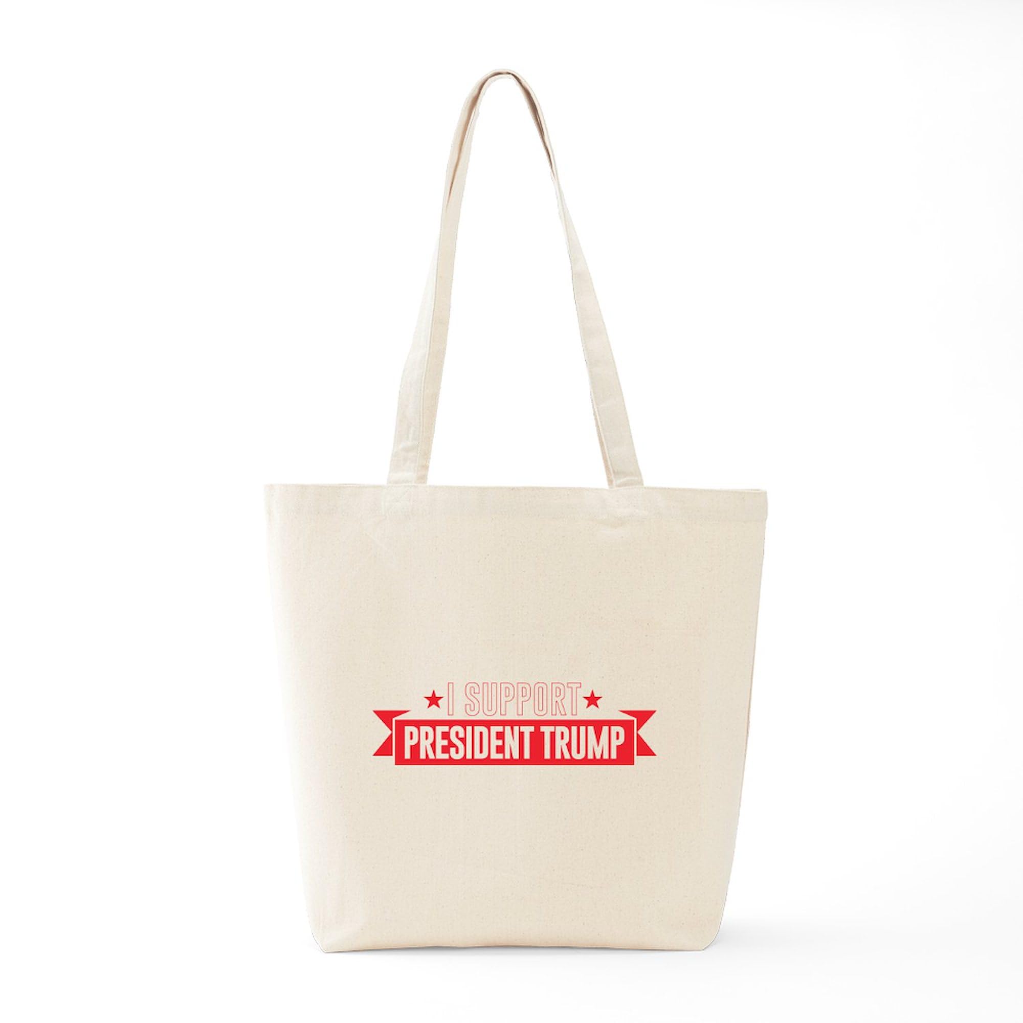 Trump 2024 Tote Bag - Natural Canvas Reusable Shopping Bag with 'I Support President Trump' Print - Eco-Friendly Grocery Bag for Political Rallies, Beach Trips & Daily Use