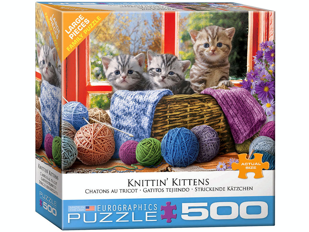 Eurographics 500-Piece XL Jigsaw Puzzle - Knittin' Kittens Cat Lovers Puzzle | Fun Family Game Night Activity & Home Decor for Puzzle Enthusiasts