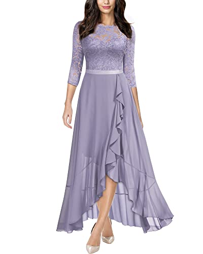 Elegant Floral Lace Ruffle Bridesmaid Maxi Dress for Women - Perfect for Weddings, Parties & Special Occasions