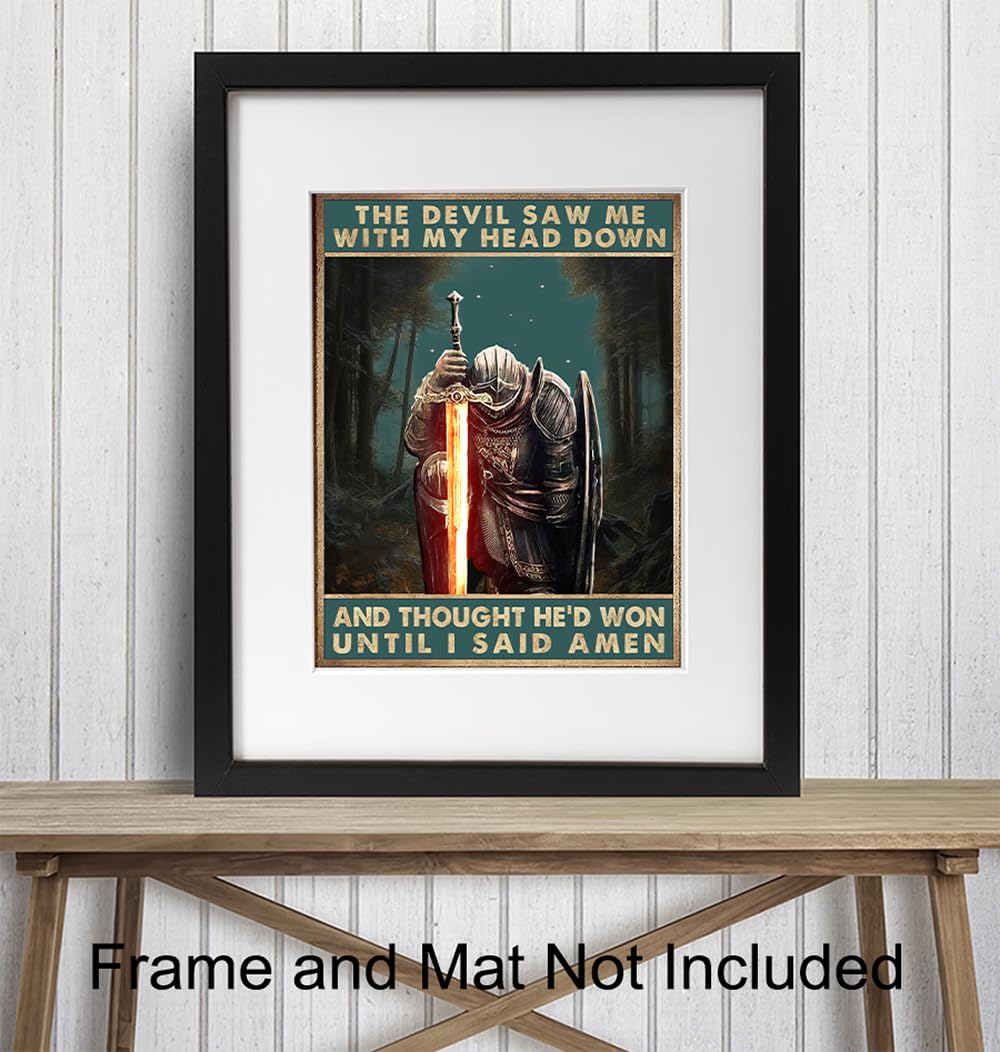 Christian Wall Art for Men - Motivational Quote Poster for Home & Office Decor