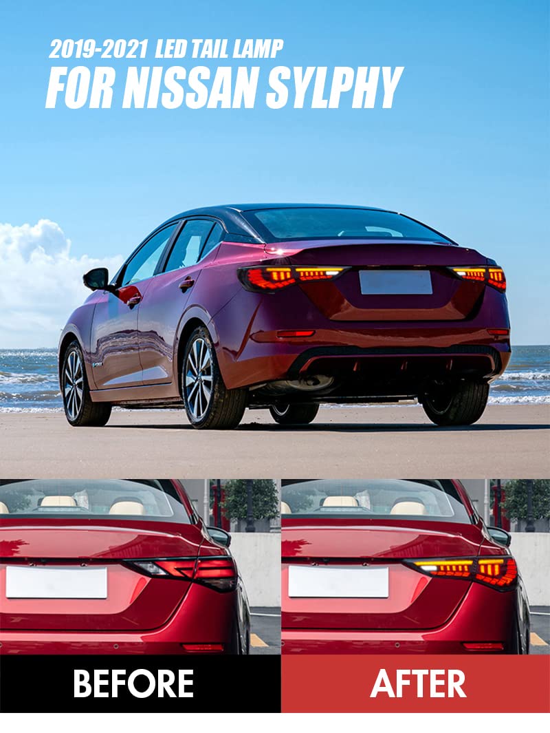 TT-ABC LED Tail Lights for Nissan Sentra 2020-2023 - Smoked Lens with Start Animation - Direct Fit Replacement Rear Lamp Assembly - Enhanced Night Visibility & Style Upgrade for Daily Commute & Custom Car Builds