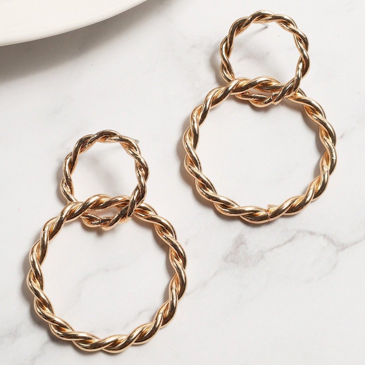 Adalyn Double Hoop Earrings for Women - 14K Gold Plated Dainty Minimalist Hoop Earrings - Perfect for Everyday Wear, Office & Date Night
