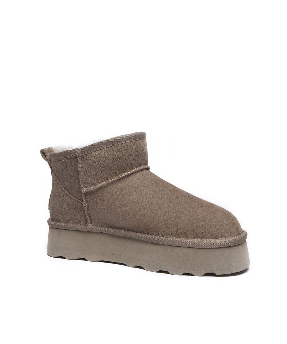 Women's UGG Platform Ultra Mini Boots - Cozy Winter Shearling Lined Booties for Casual Outfits & Cold Weather Fashion