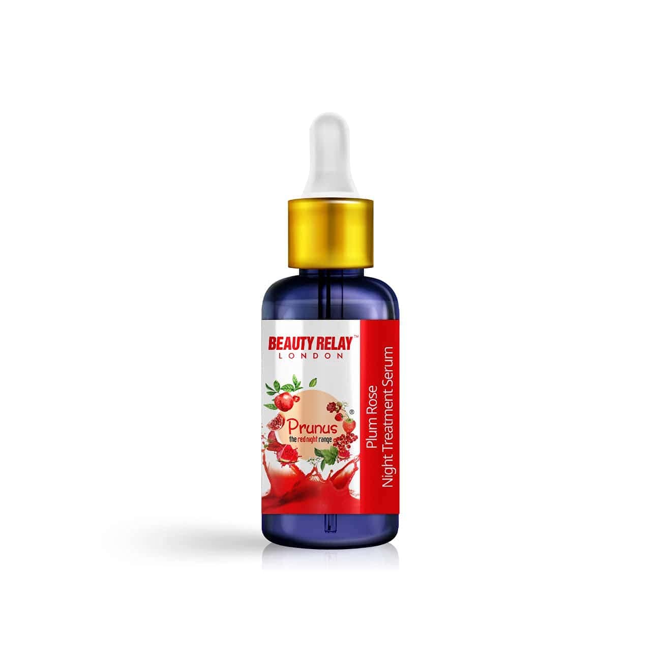 BEAUTYRELAY LONDON Prunus Plum Rose Night Treatment Face Serum with Shea Butter - Smooth Texture & Glow for All Skin Types | 30ml | Hydrating Night Serum for Dry, Dull Skin | Perfect for Evening Skincare Routine