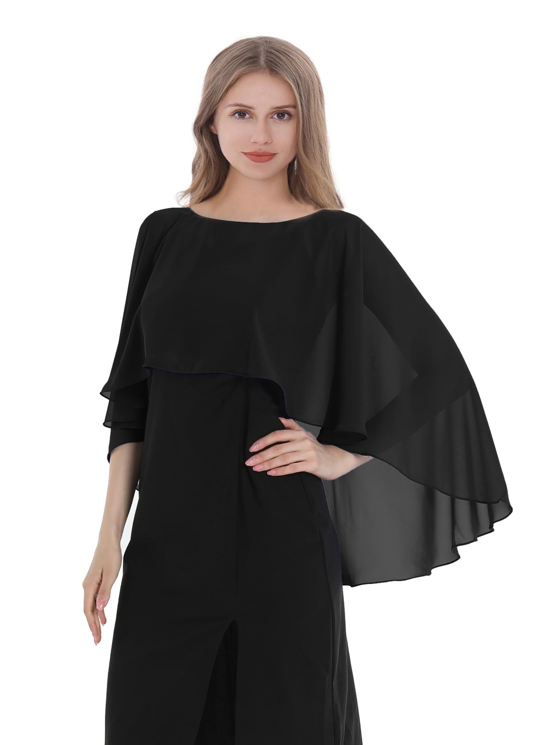 Elegant Women's Chiffon Capelet Shawl - Soft Bridesmaid Wrap for Evening Dresses & Wedding Cover Up | Perfect for Formal Events, Date Nights & Special Occasions