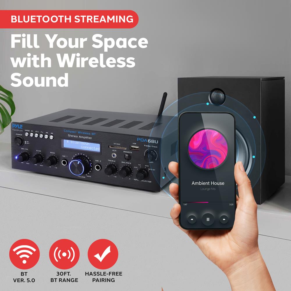 Best Home Stereo Amplifier Receiver - High Power Audio System for Music & Movies | Perfect for Living Room, Home Theater & Entertainment Setup