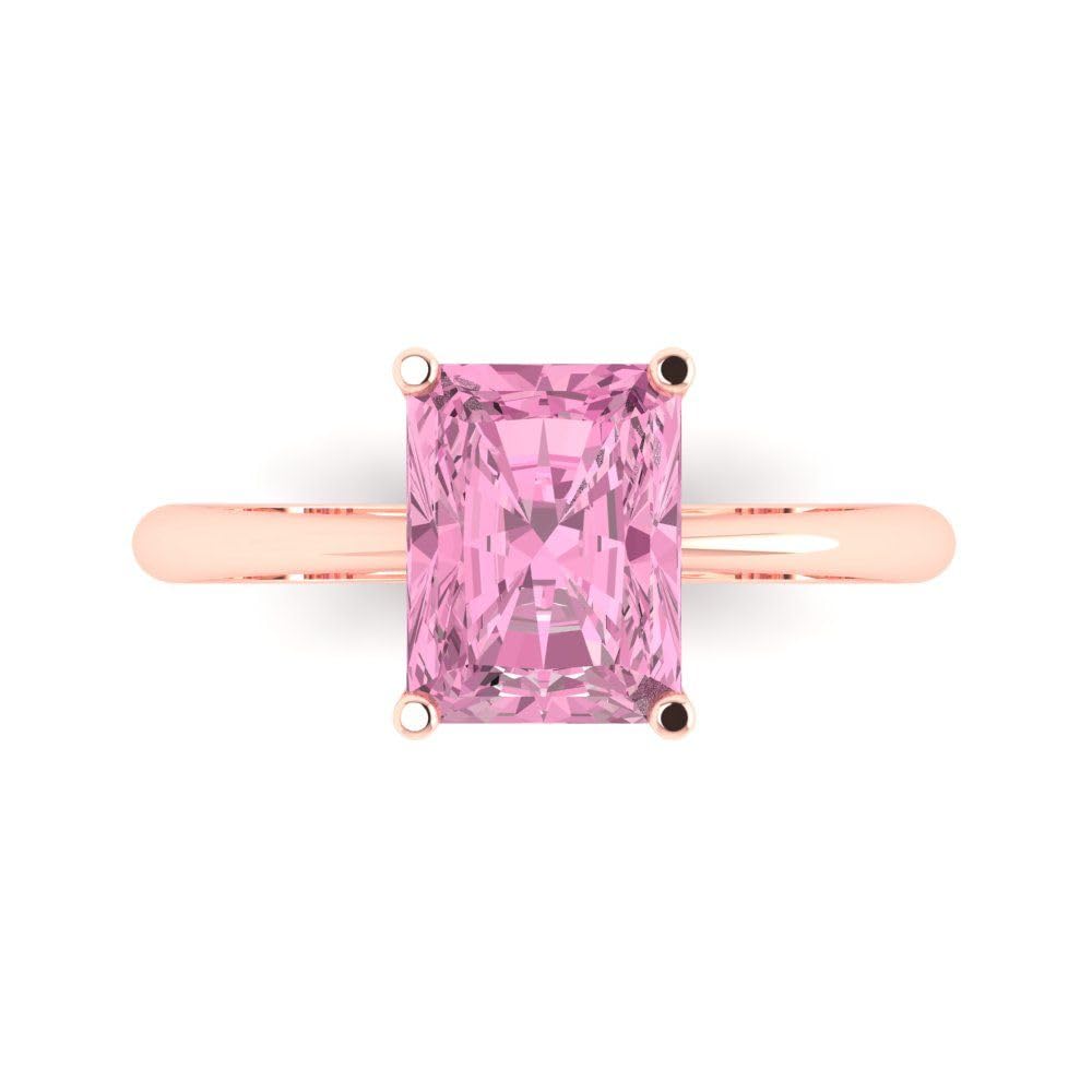 2.5ct Radiant Cut Pink Simulated Diamond Ring - 18K Rose Gold Solitaire Engagement Wedding Bridal Promise Anniversary Jewelry for Women | Perfect for Proposals, Vow Renewals & Special Occasions