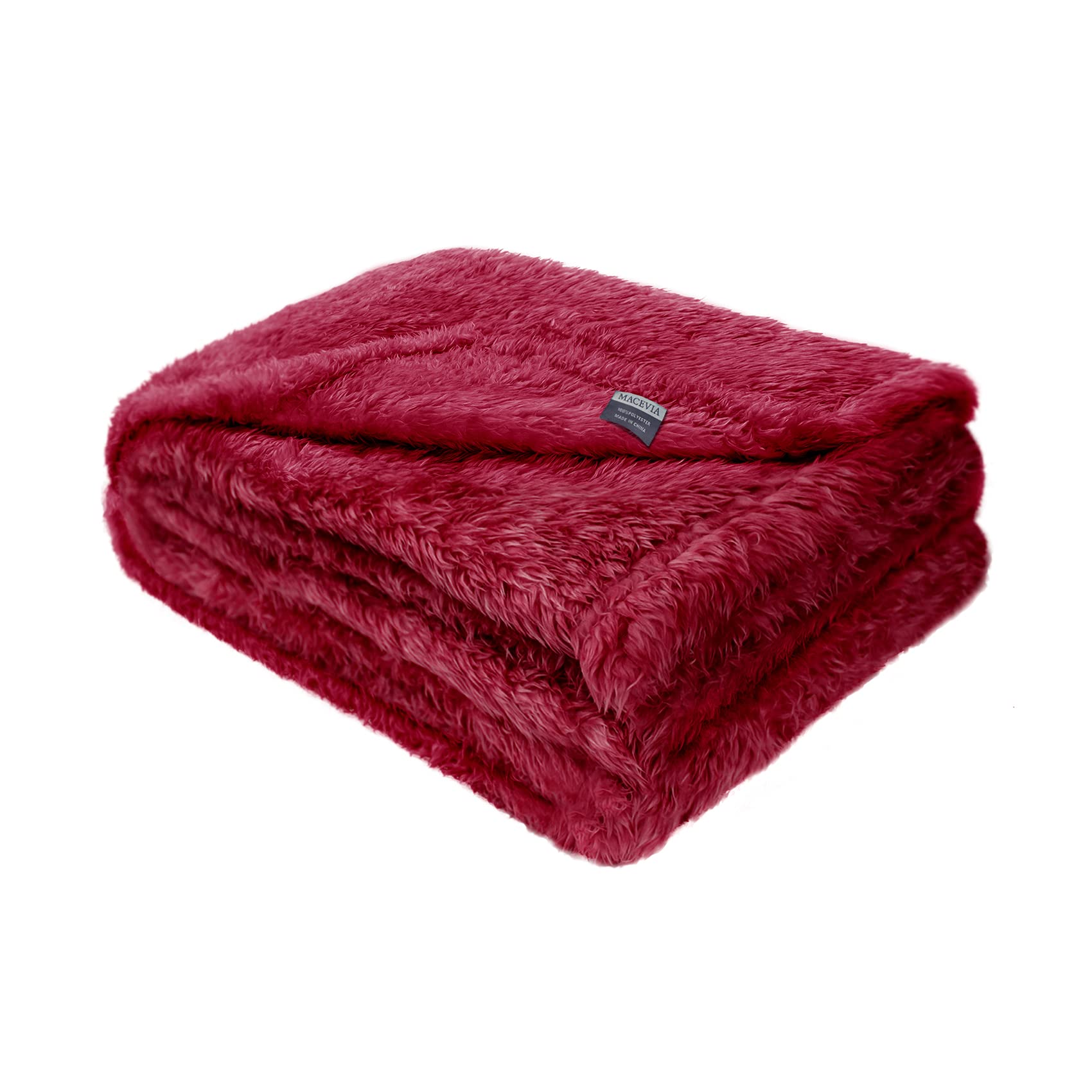 MACEVIA Fluffy Fleece Dog & Cat Blanket - Ultra Soft Warm Pet Blanket for Small Medium Large Dogs, Puppies & Cats - Cozy Plush Throw for Bed, Couch, Sofa & Travel - Perfect for Winter Snuggles & Home Decor (29x40 Inches, Wine Red)