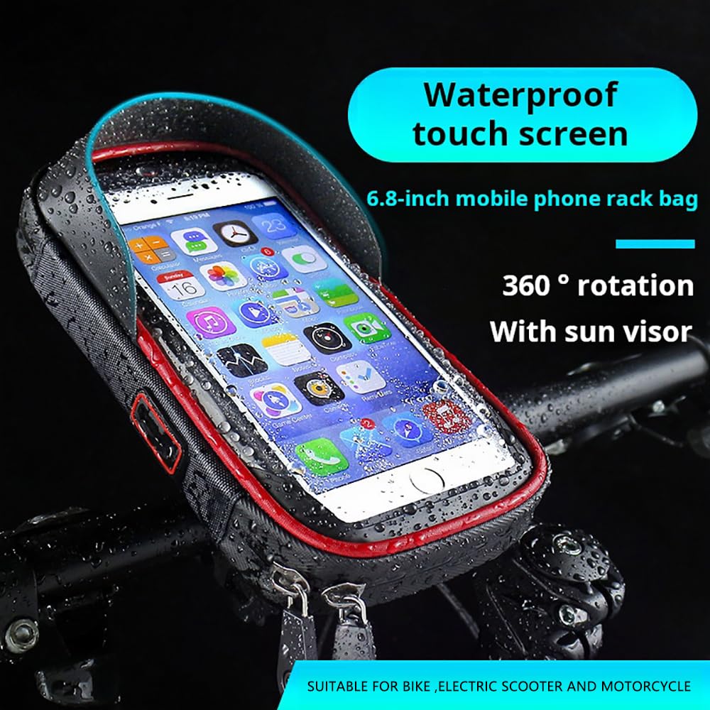 X-Energy Bike Phone Holder Mount - Waterproof Handlebar Bag with 360° Rotation for Road Bikes & eBikes - Sensitive TPU Touch-Screen Compatible with Phones Under 6.8