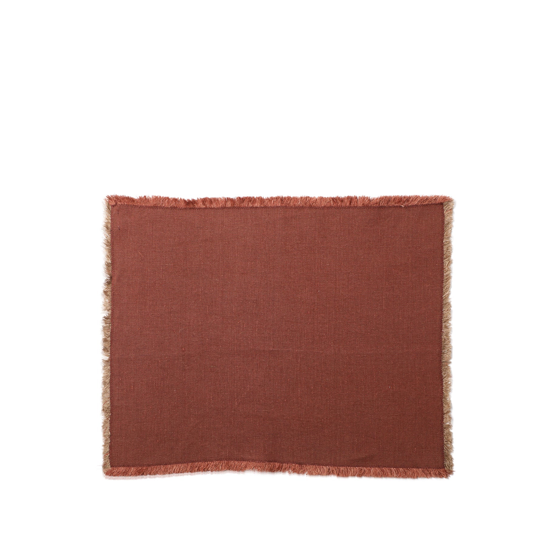 Premium Linen Hopsack Placemats Set of 2 - Mattone Red Rustic Table Mats for Dining, Kitchen, or Party Decor - Washable & Durable Table Setting Accessories
