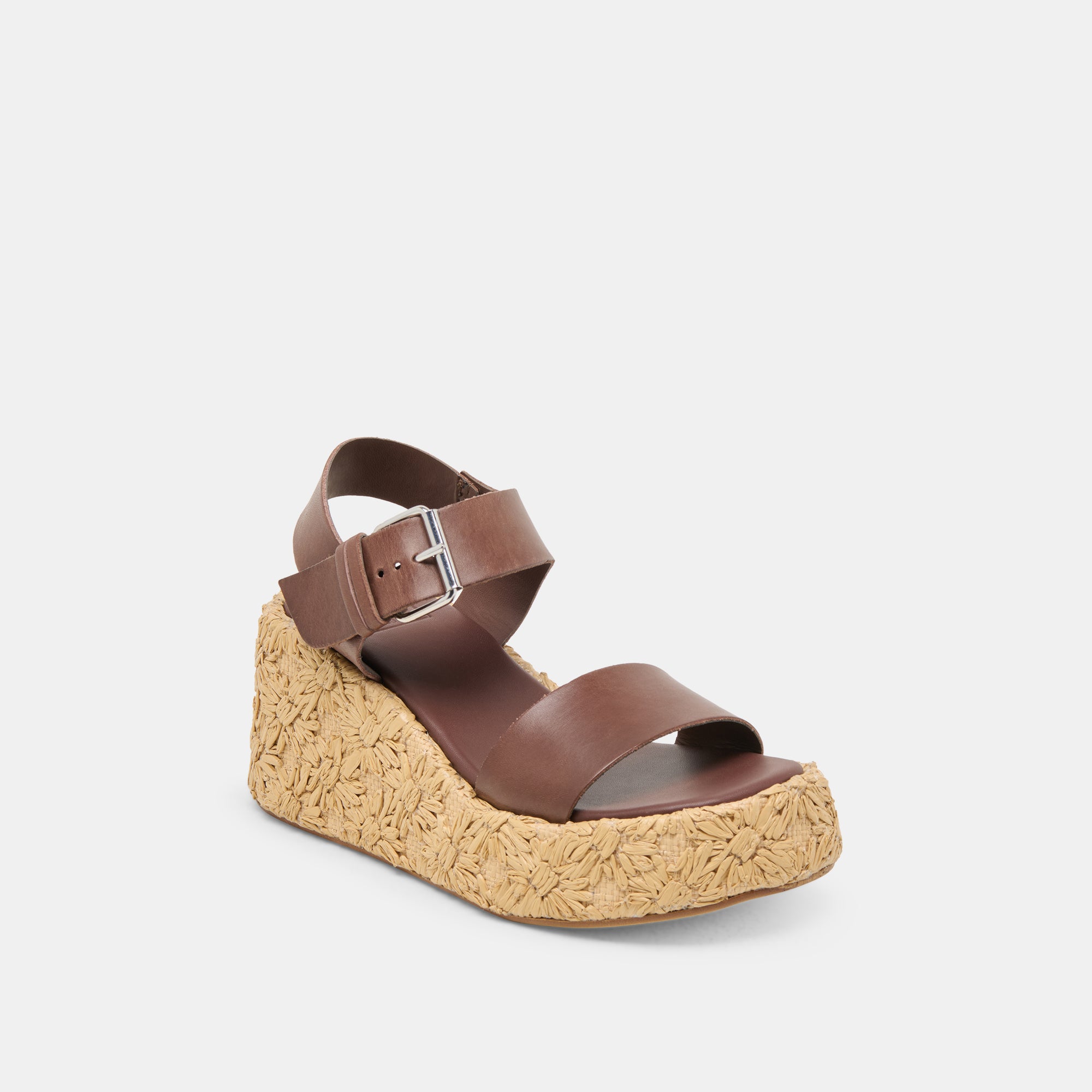 AURI Women's DK Brown Leather Wedges - Comfortable & Stylish Sandals for Casual Outings, Work, and Summer Fashion
