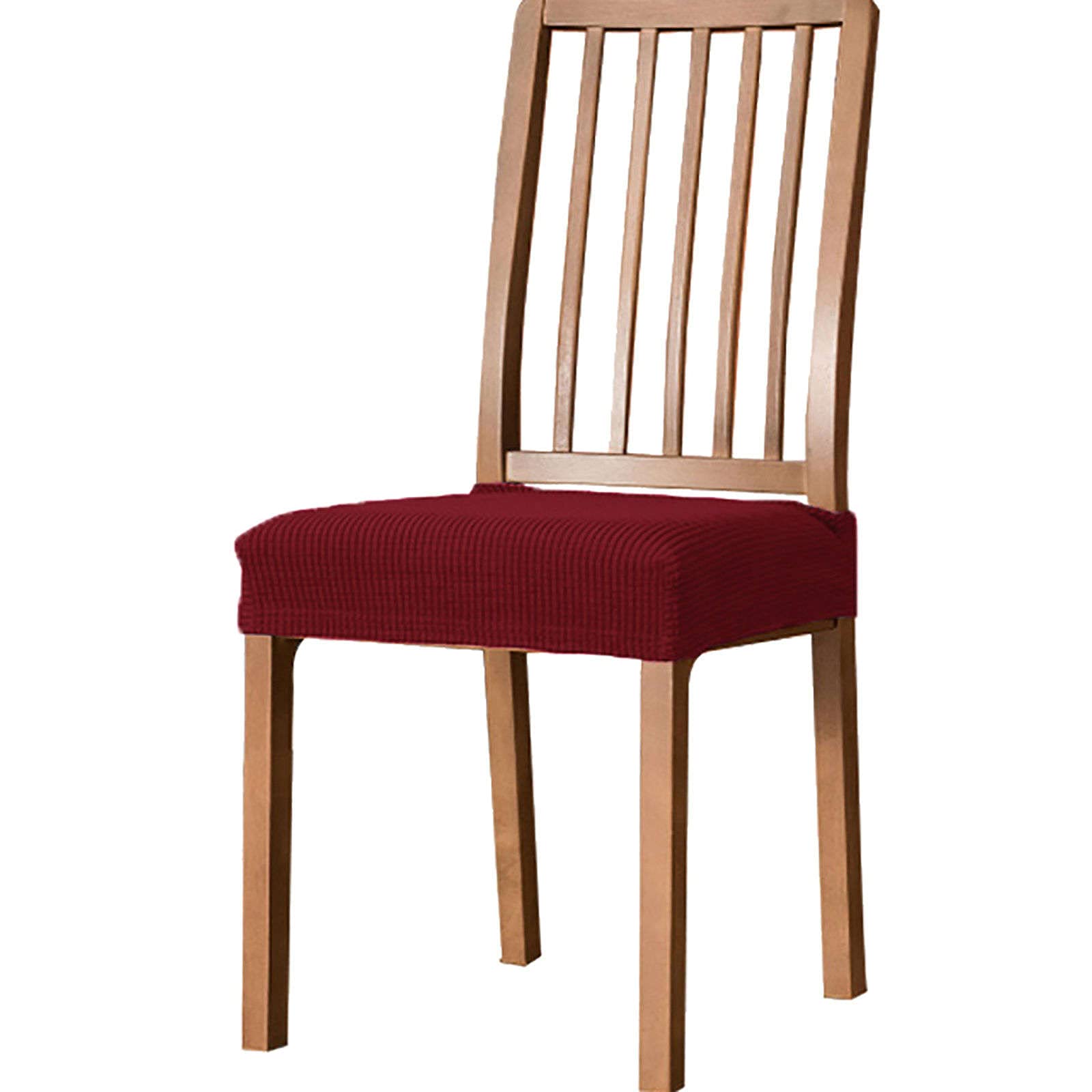 Waterproof Jacquard Stretch Dining Chair Seat Covers Set of 4 - Removable Washable Chair Protectors for Kitchen, Banquet & Restaurant Use - Red