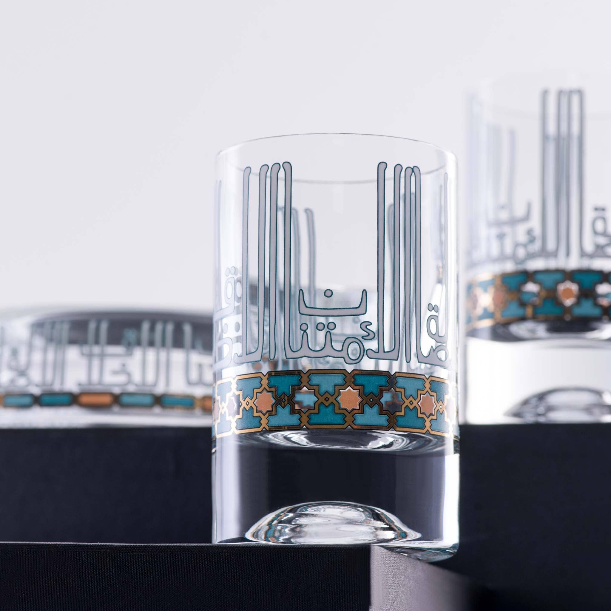 Dimlaj Asala 6-Piece Short Tumbler Set - Gold & Green Glass Cups for Cocktails, Juice, Iced Coffee - Perfect for Home Bar, Parties & Gifts