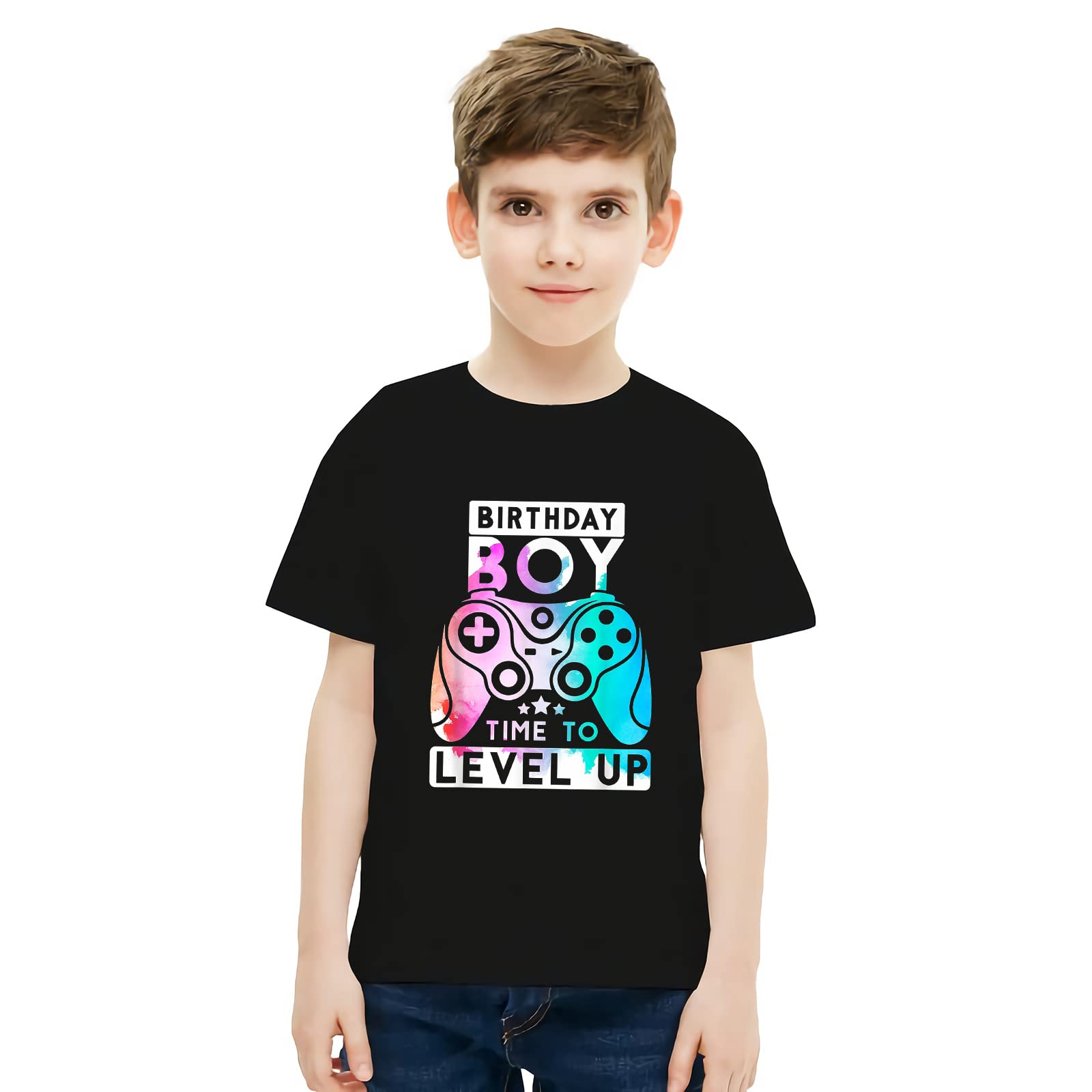 Level Up Video Games Gamer T-Shirt for Boys - Birthday Gift Youth Short Sleeve Top (Sizes 5T-10T) - Perfect for Gaming Parties & Casual Wear