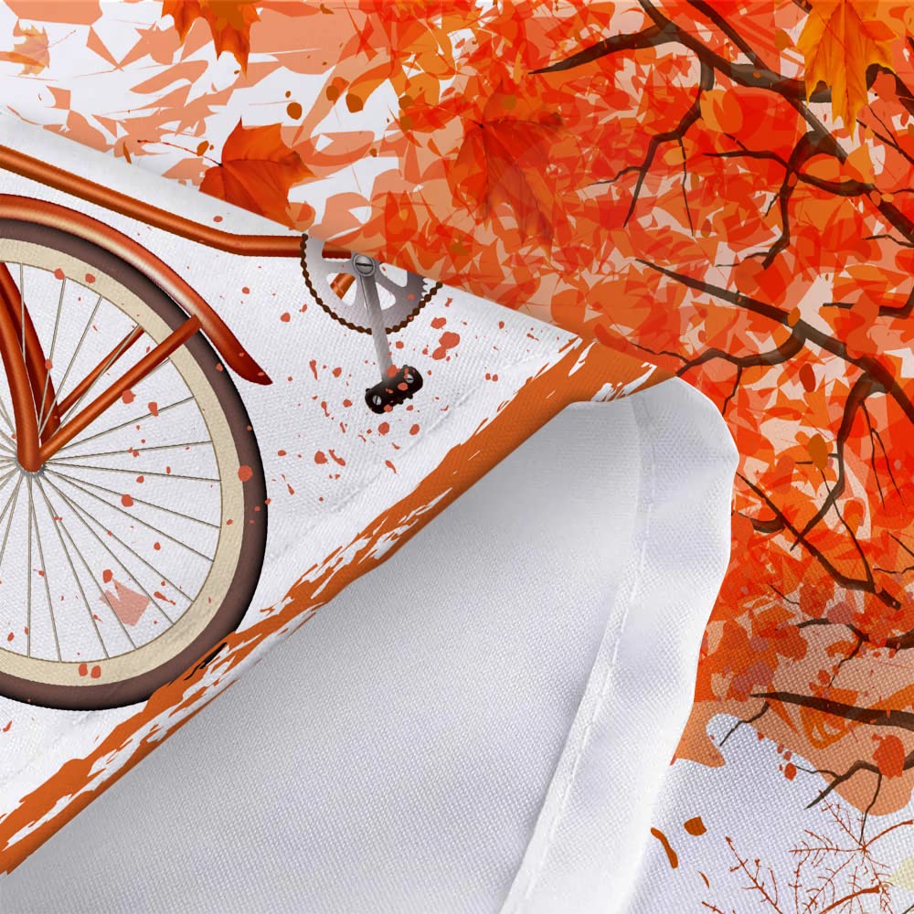 Autumn Tree Bicycle Shower Curtain Set with Maple Leaves - Waterproof Fabric Bathroom Decor for Fall & Thanksgiving (69x72 Inches, 12 Hooks Included) - Perfect for Seasonal Bathroom Makeovers and Cozy Autumn Showers