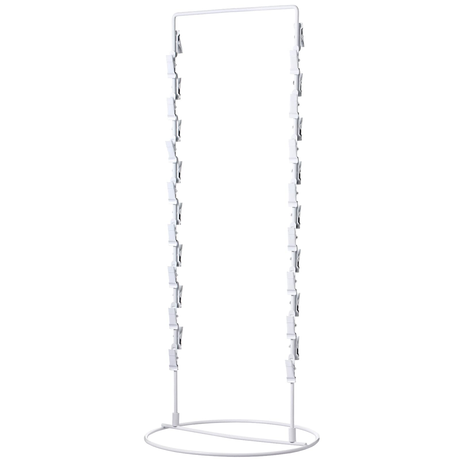 Sturdy 2-Strand Chip Snack Rack with 30 Clips - 10x24 Inch White Countertop Display Holder for Retail Stores, Candy Bags, Potato Chips & Cotton Candy - Perfect for Convenience Stores, Movie Theaters & Carnival Snack Stands
