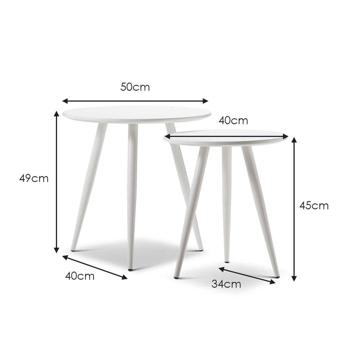 Komma Nested Side Tables - Set of 2 Modern End Tables for Living Room, Bedroom, or Office - Space-Saving Accent Tables with Sturdy Metal Frame and Wooden Top