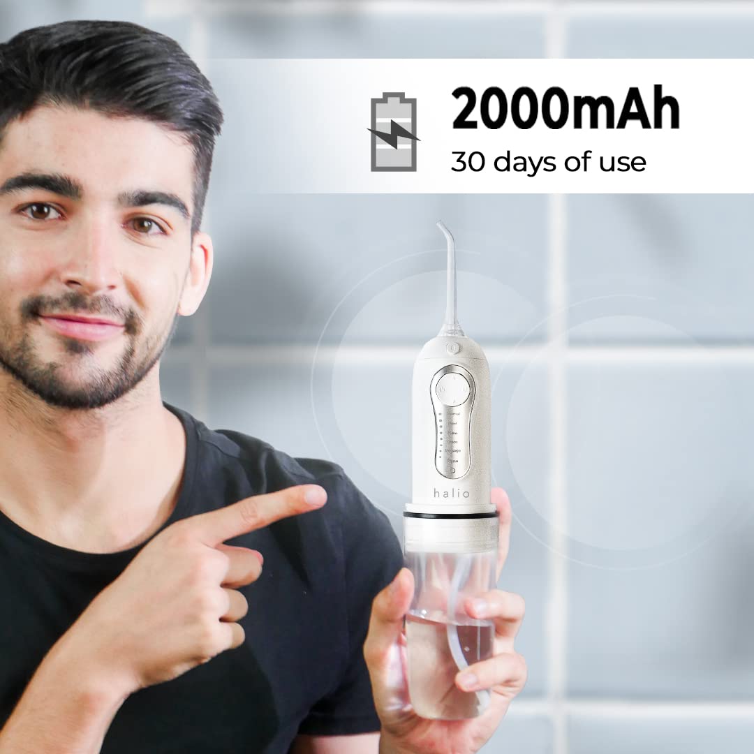 Halio 260ML Professional Cordless Water Dental Flosser - Electric Rechargeable Oral Irrigator with 5 Jet Tips & 6 Cleaning Modes, IPX7 Waterproof for Teeth Cleaning at Home, Travel or Office Use